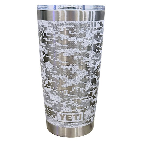 LASER ENGRAVED YETI RAMBLER 20oz TUMBLER - GREY STONE DIGITAL CAMO w/CUSTOM MAG - Picture 1 of 1